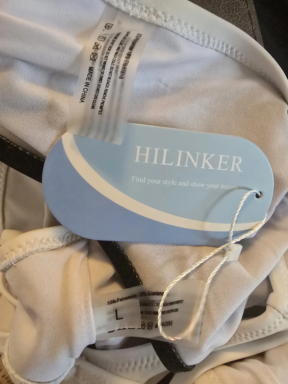 Hilinker. Colorblock High-Waist Bikini Set - Black & White. Large. NWT.